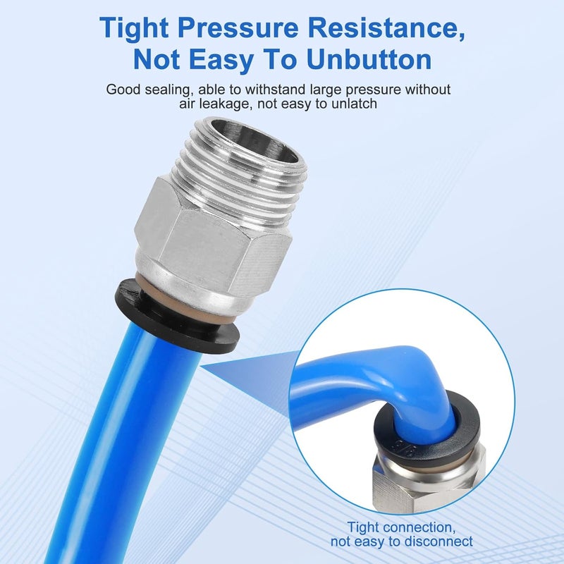 cnaodun 12 Pcs Push to Connect Fittings 3/8 Inch Tube OD x 3/8 Inch NPT Thread Pneumatic Male Straight and Elbow Quick Connect Air line fittings - Image 4